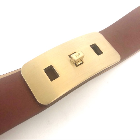 DVF BROWN LEATHER BELT WITH GOLD BUCKLE